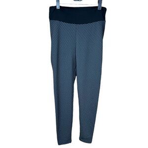 Yoga Pants Leggings Black Grey Basket Weave Pattern Junior Medium